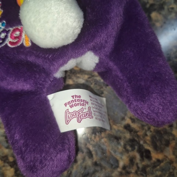 Lisa Frank Purple Stuffed Bunny with Blue Ears - Picture 8 of 10